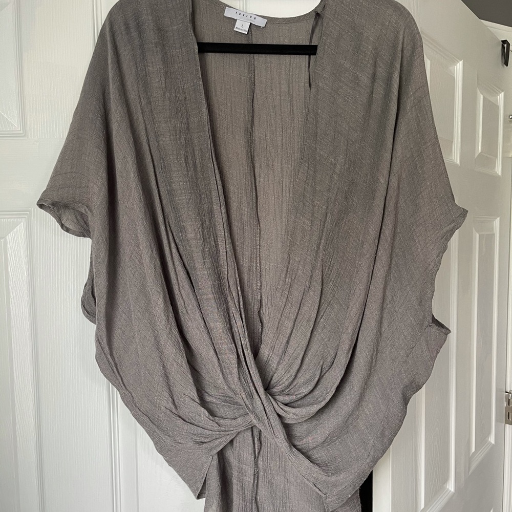 Gray drape front top